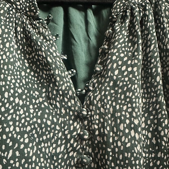 Joie Limited Edition Green Arctic Animal Spot Balloon Sleeve Dress Size XL - Picture 3 of 13